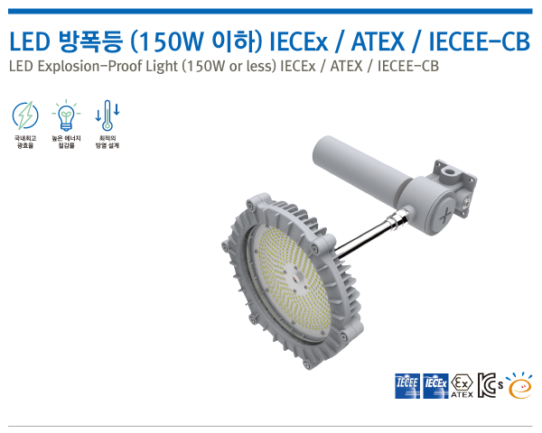 LED 방폭등 (150W 이하) IECEx / ATEX / IECEE-CB